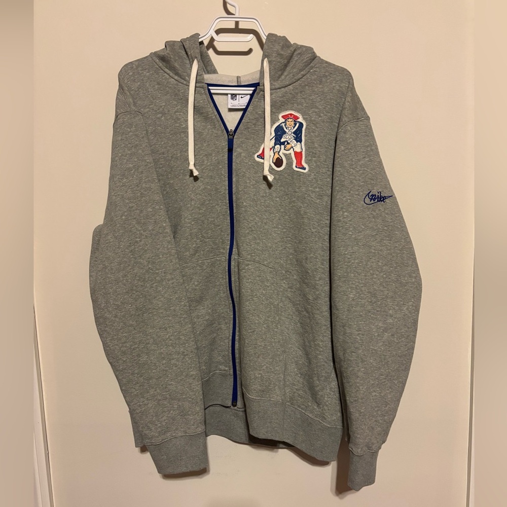 New England Patriots Nike Historic Throwback Grey Full-Zip Hoodie Men Size Large